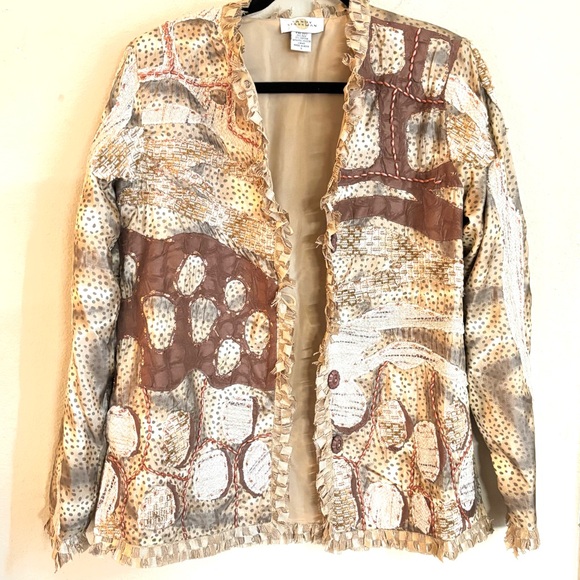 Vintage 90s Sandy Starkman Silk Jacket - Picture 10 of 13